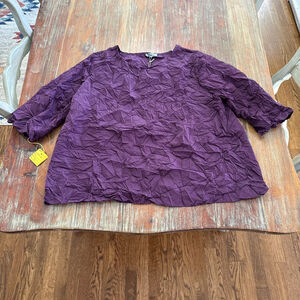 Shana Apparel NWT Purple Crinkle Art-to-Wear Top - Size XL - Textured Blouse